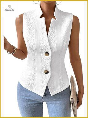 Lightweight Knit Stretch Vest Fully Lined Sleeveless Business Casual Top
